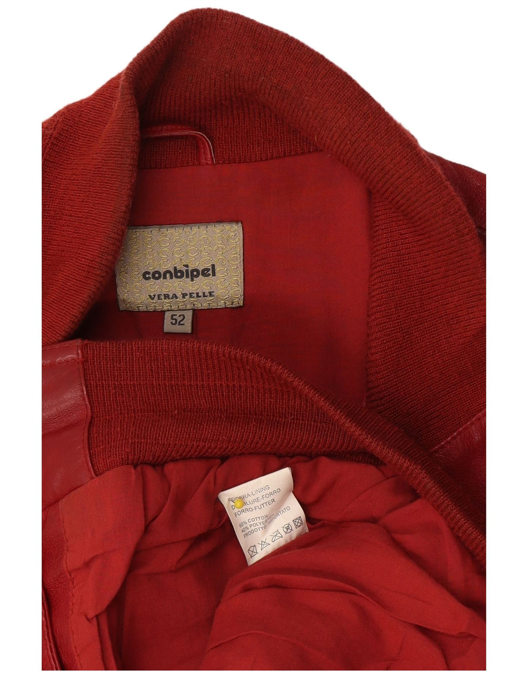Conbipel Mens Leather Jacket IT 52 Large Red Leather