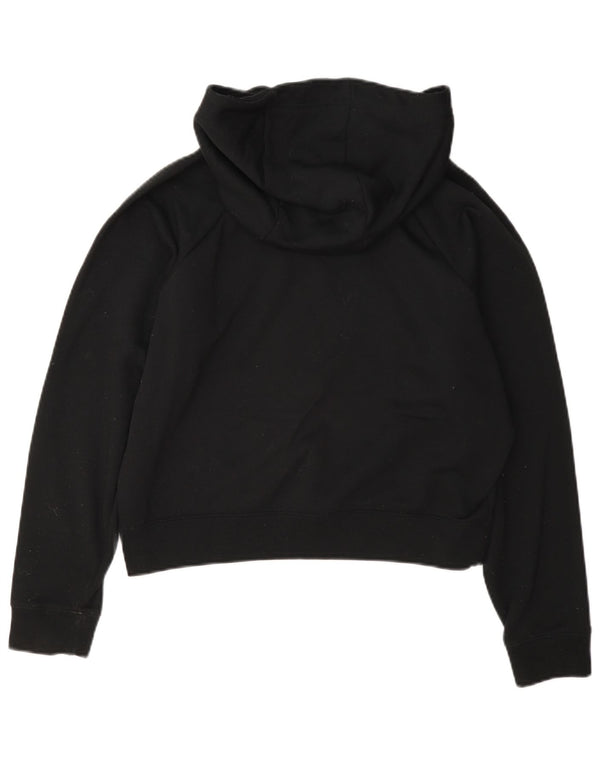 Nike Womens Oversized Graphic Crop Hoodie Pullover UK 10 Small Schwarz Baumwolle