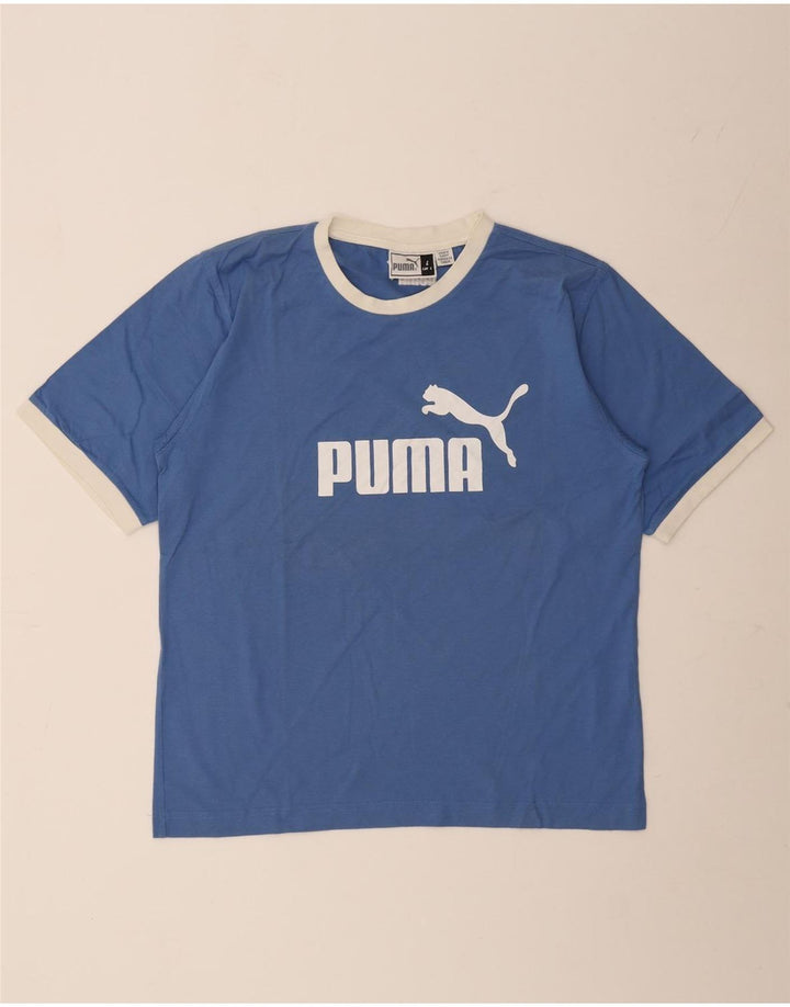 Puma Mens Graphic T-Shirt Top Large Blue Cotton