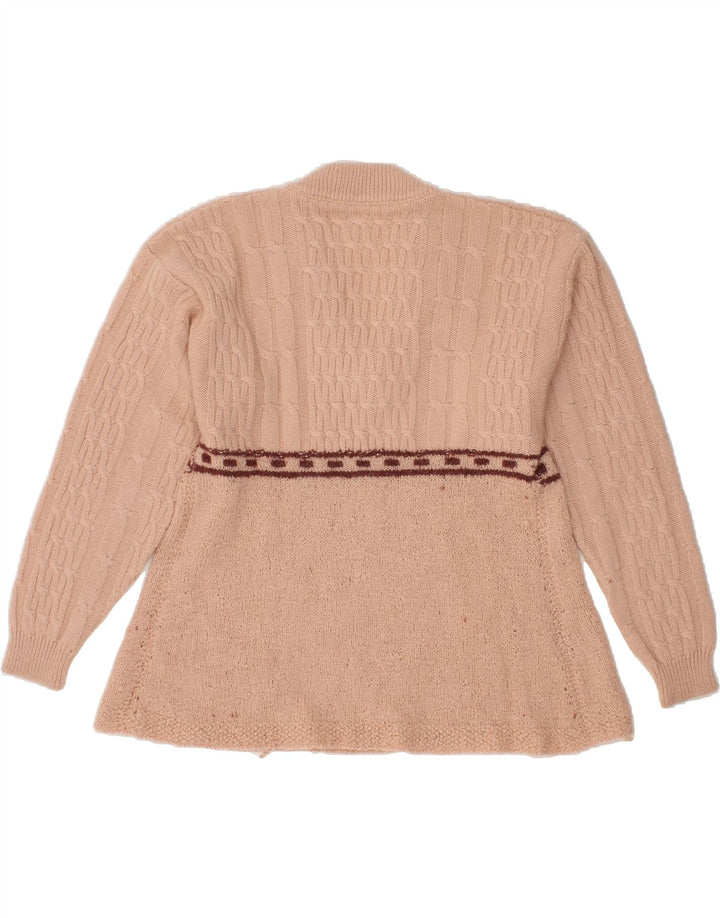 VINTAGE Womens V-Neck Jumper Sweater UK 14 Medium Beige Vintage Vintage and Second-Hand Vintage from Messina Hembry 