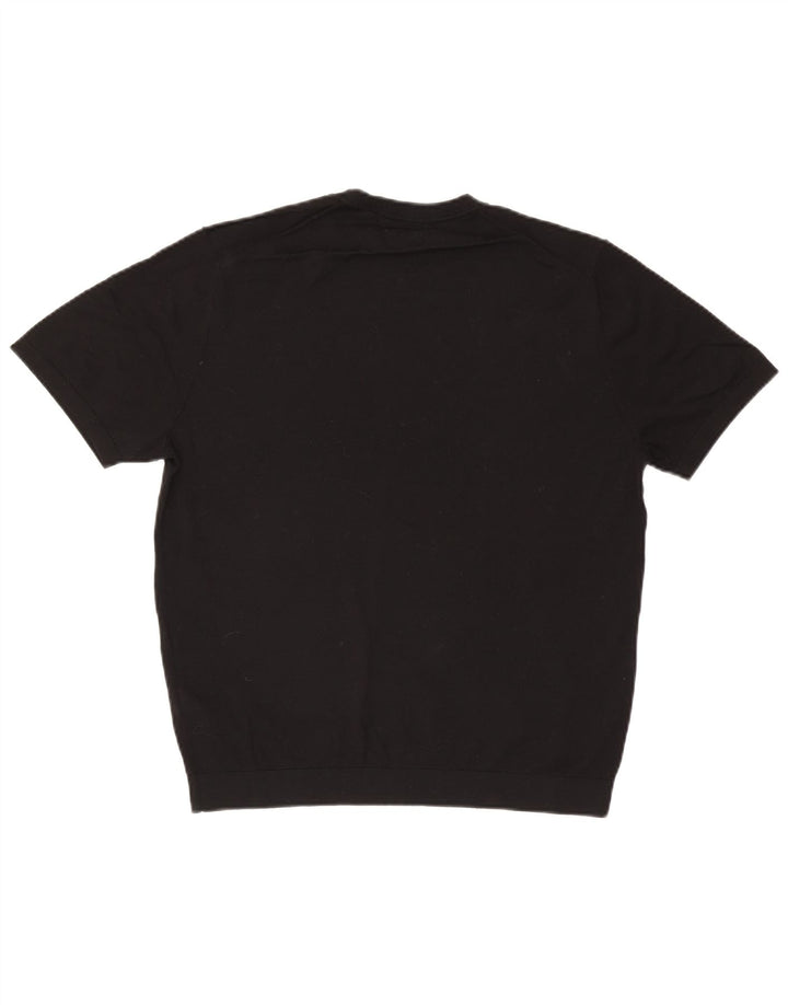 Massimo Dutti Pull à manches courtes et col rond pour homme Noir moyen