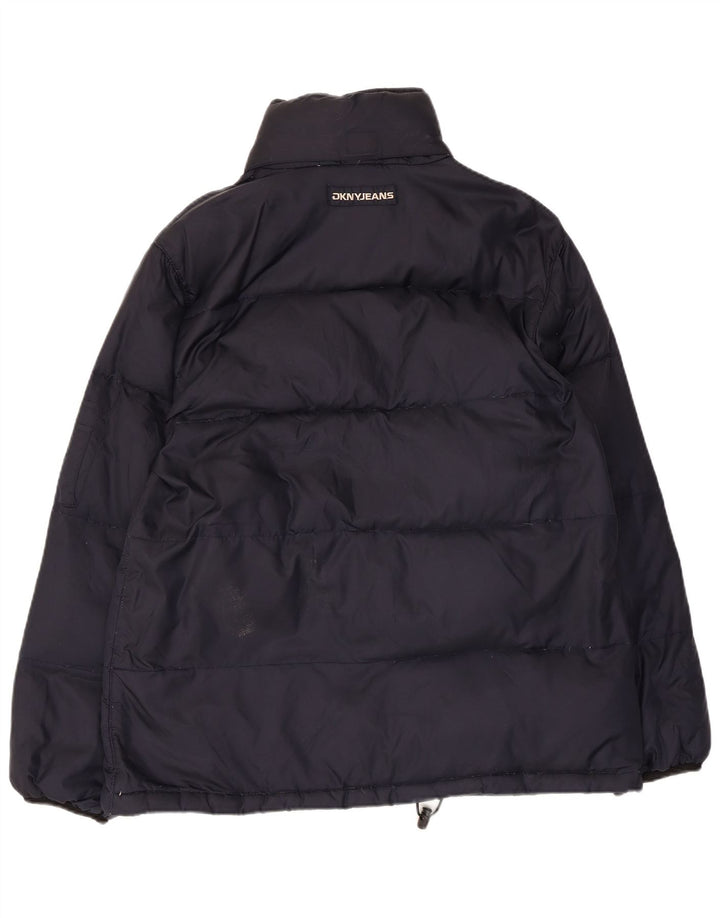 Giacca imbottita oversize da donna Dkny UK 10 piccola in nylon blu navy