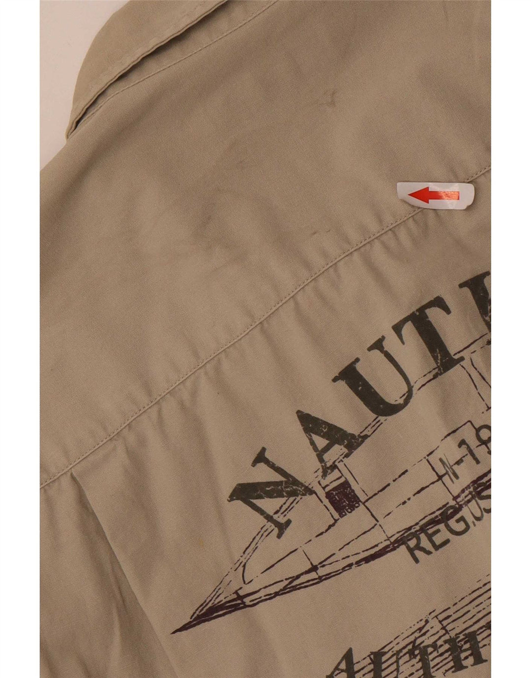 Nautica Herre grafisk kortærmet skjorte medium beige bomuld