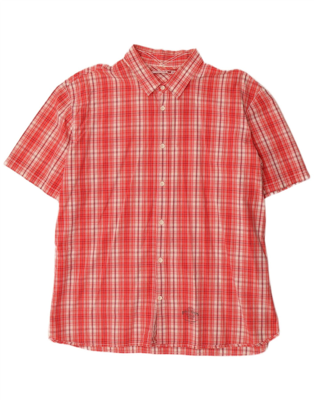 Levi's Mens Denizen Short Sleeve Shirt 2XL Red Check Cotton