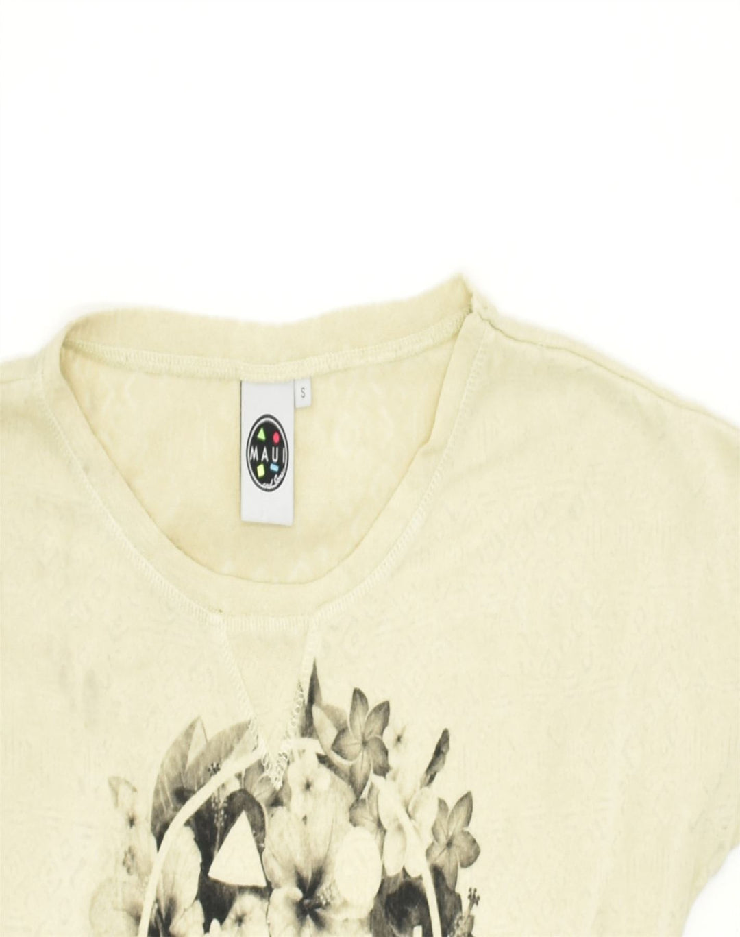 MAUI AND SONS Womens Oversized Graphic T-Shirt Top Small Yellow Polyester | Vintage | Thrift | Second-Hand | Used Clothing | Messina Hembry 