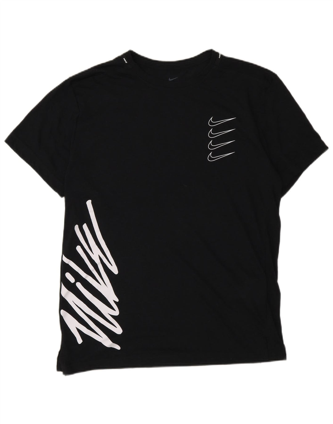 Nike Mens Dri Fit Standard Fit Graphic T-Shirt Top Small Black Polyester