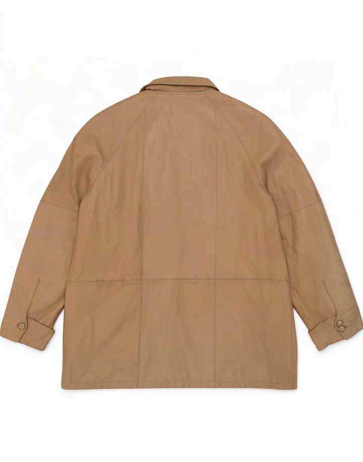 Cappotto in pelle vintage da donna EU 50 3XL Beige classico