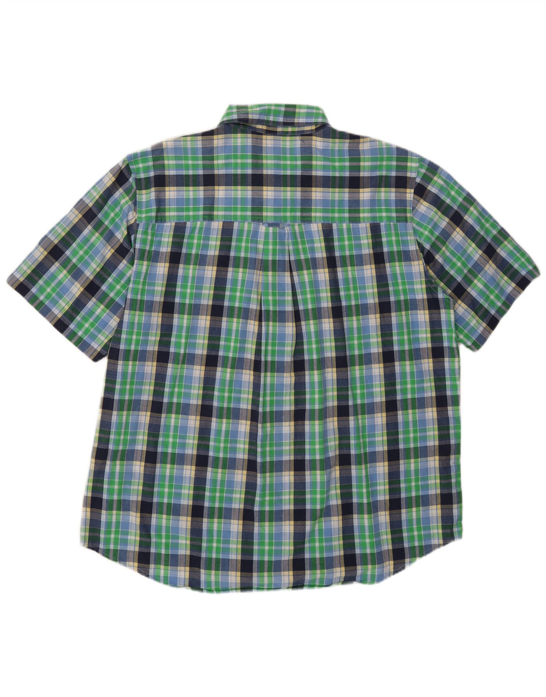 Chaps Mens Short Sleeve Shirt XL Green Check Cotton