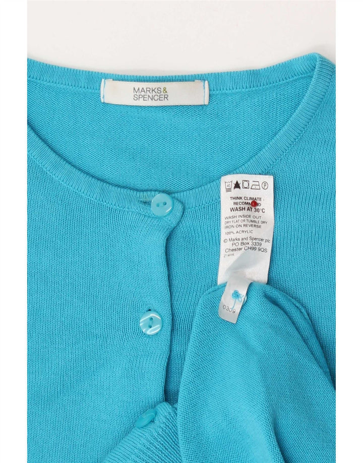 Marks & Spencer Womens Cardigan Sweater UK 8 Small Turquoise Acrylic