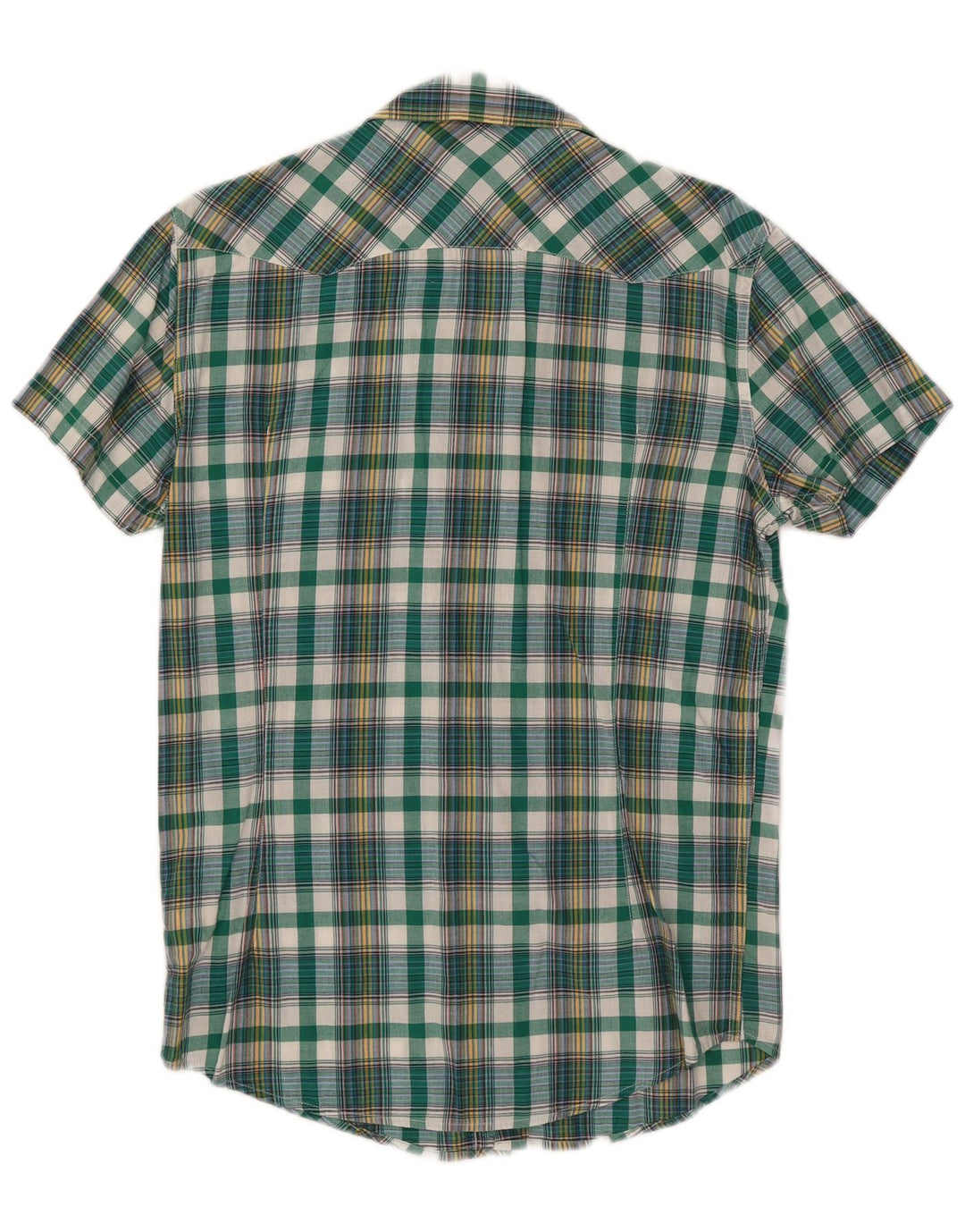 Lee Mens Rider Short Sleeve Shirt Medium Green Check Cotton