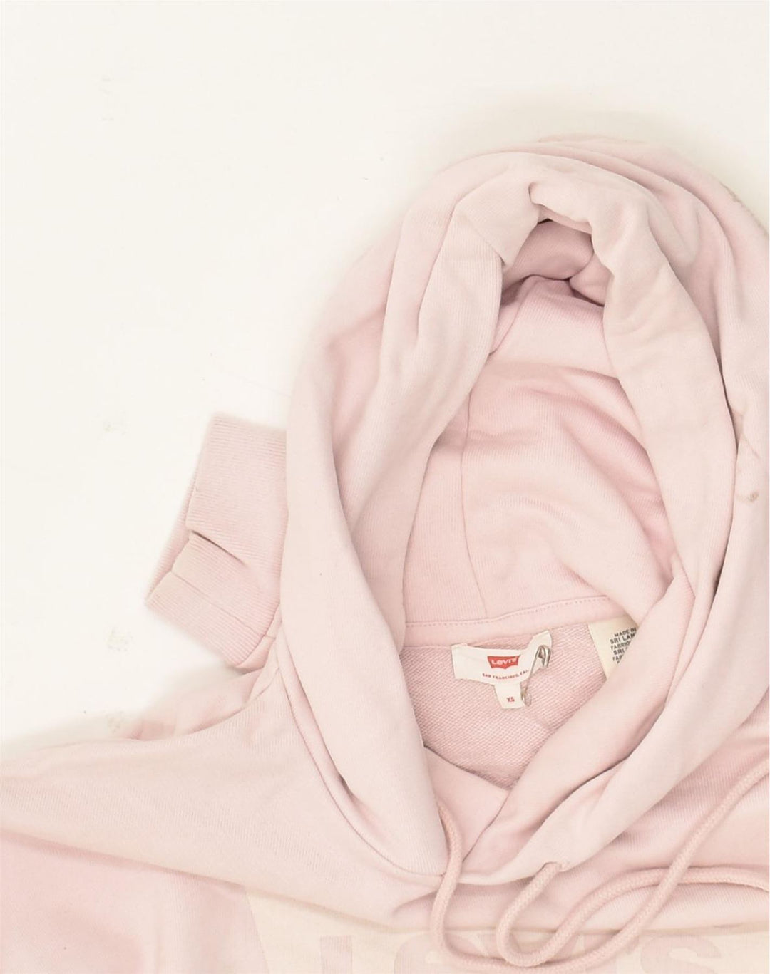 LEVI'S Womens Crop Graphic Hoodie Jumper UK 6 XS Pink Cotton | Vintage Levi's | Thrift | Second-Hand Levi's | Used Clothing | Messina Hembry 