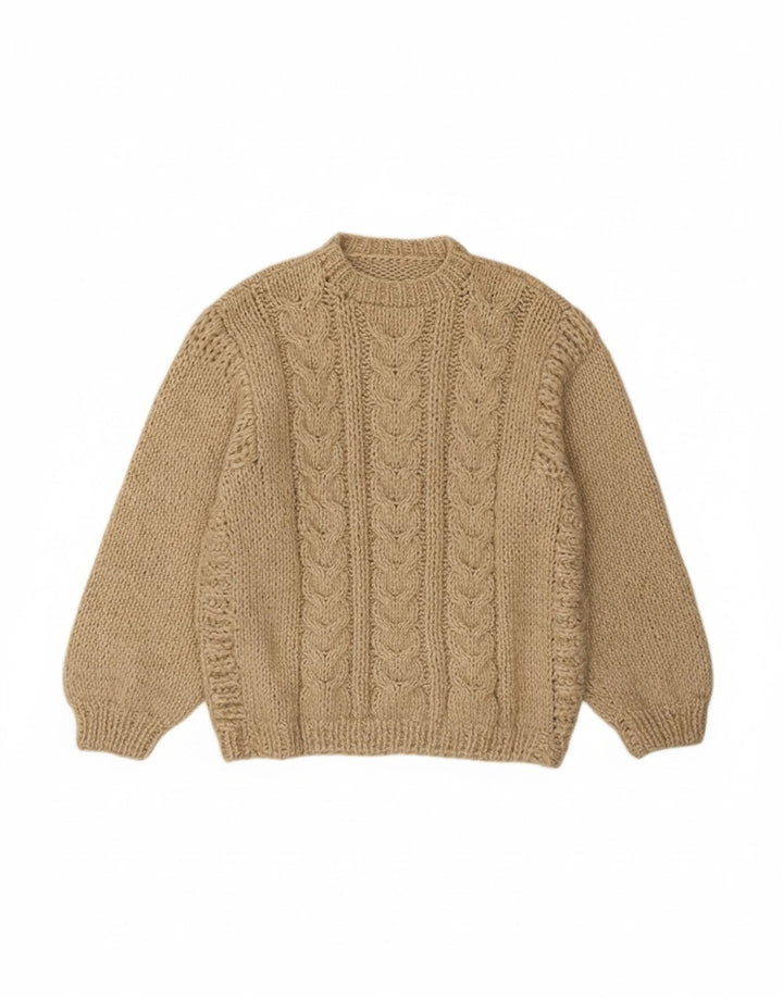 VINTAGE Mens Crew Neck Jumper Sweater Large Beige