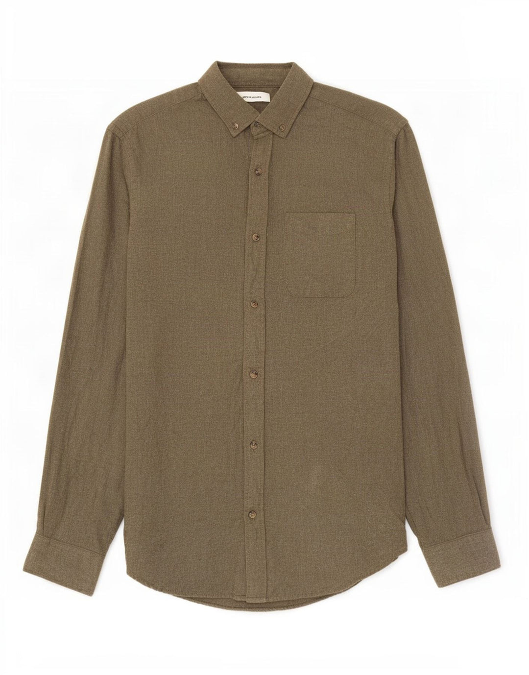 Jack & Jones Ανδρικό Φανελένιο Πουκάμισο Μικρό Χακί Βαμβακερό