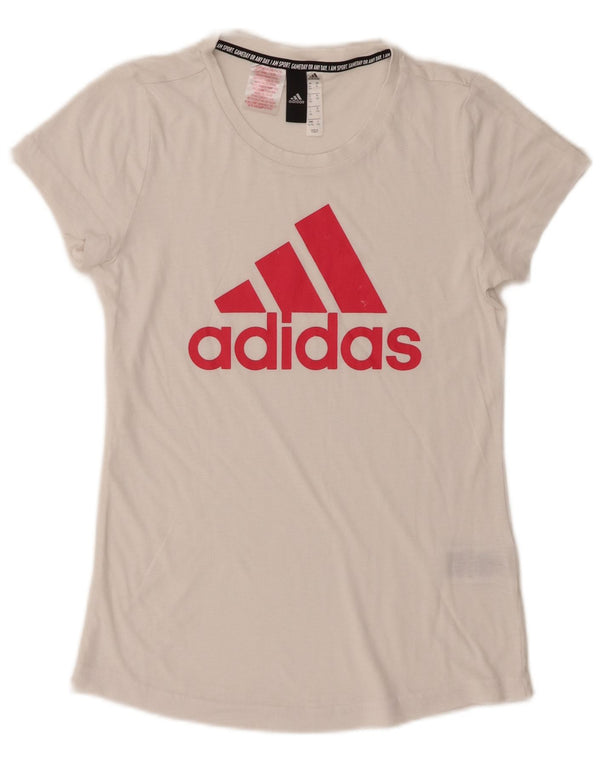 Maglietta grafica Adidas per ragazze, 14-15 anni, in poliestere bianco