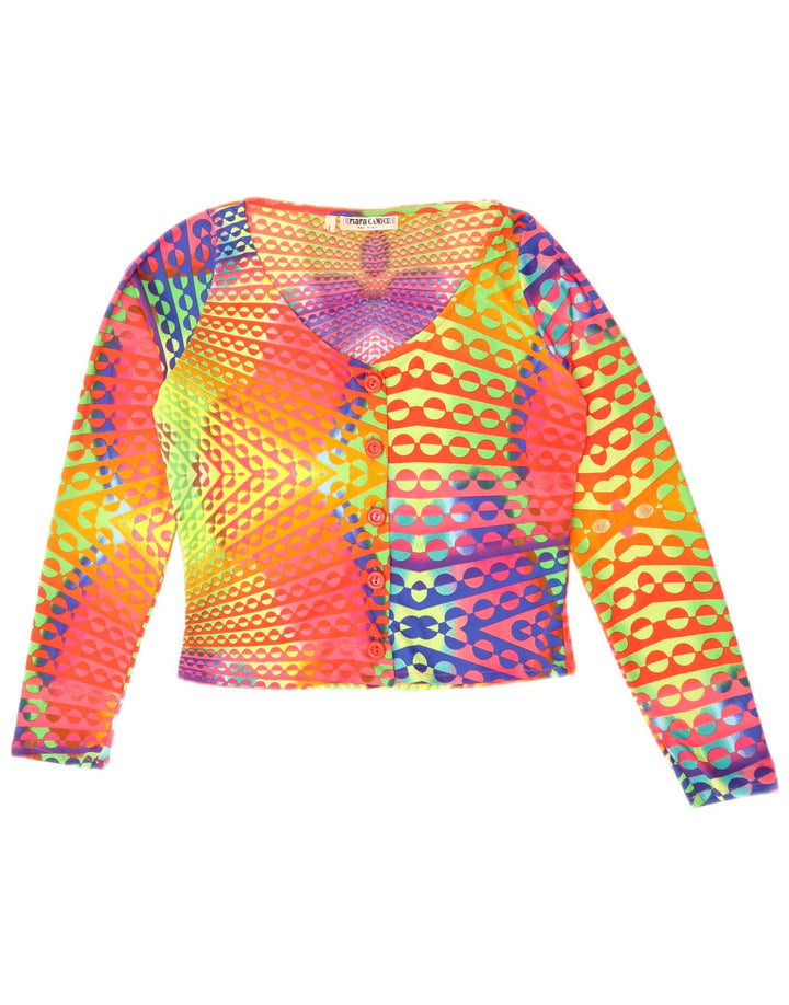 Naracamicee Womens Crop Top UK 12 Medium Multicoloured Geometric Silk