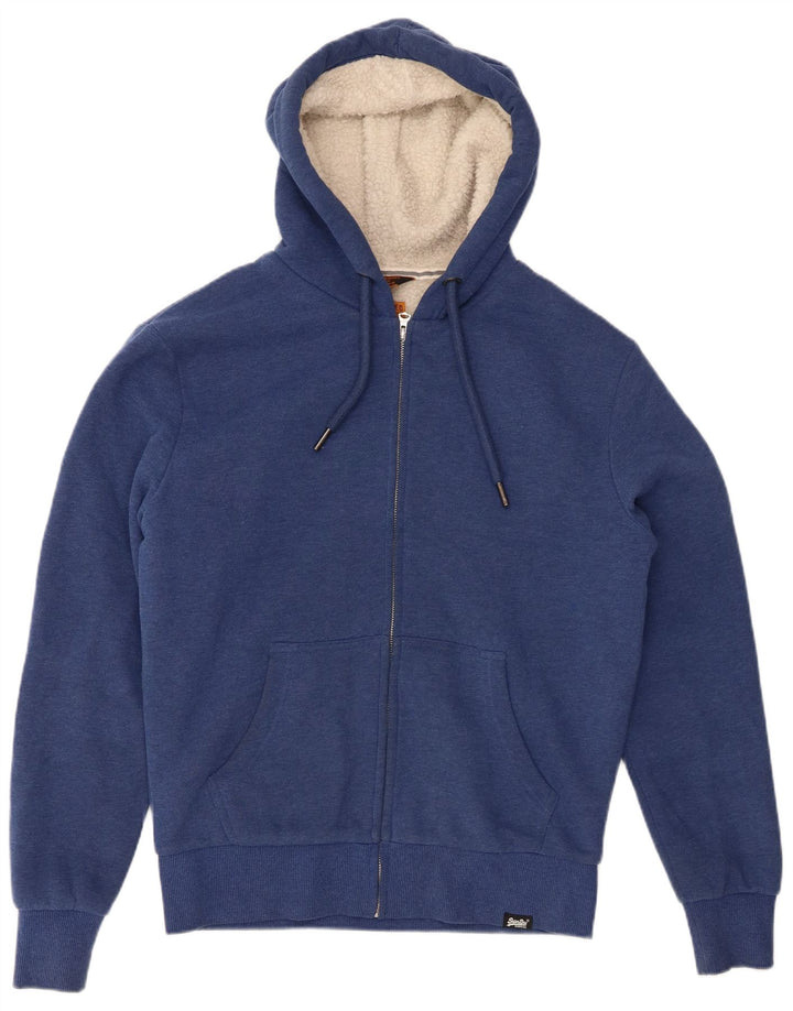 Superdry Hættetrøje med lynlås til mænd, lille blå bomuld