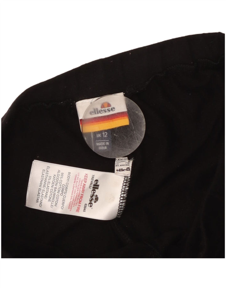 Ellesse Womens Graphic Leggings UK 12 Medium Black Cotton