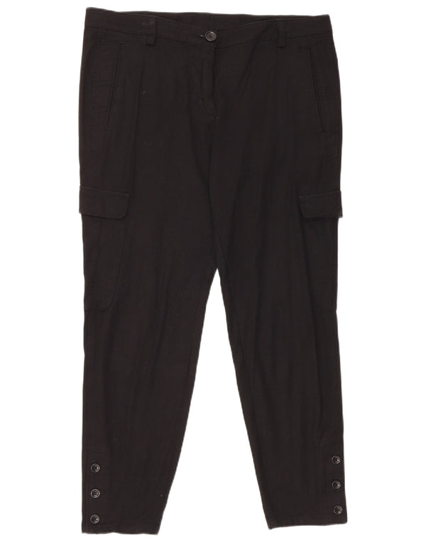 Reiss koniske cargobukser til kvinder UK 12 Medium W34 L26 Sort viskose