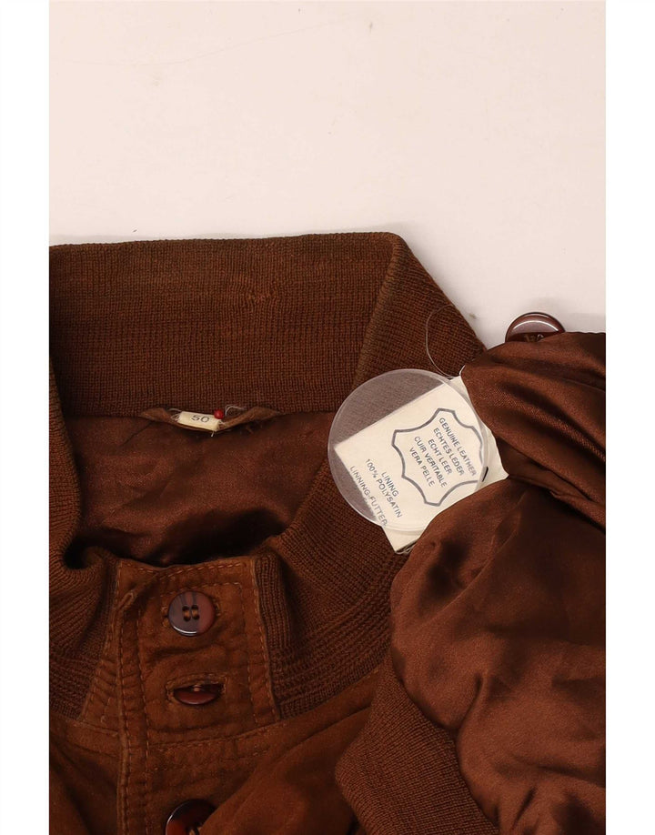 Vintage męska zamszowa kurtka bomber EU 50 duża brązowa skóra