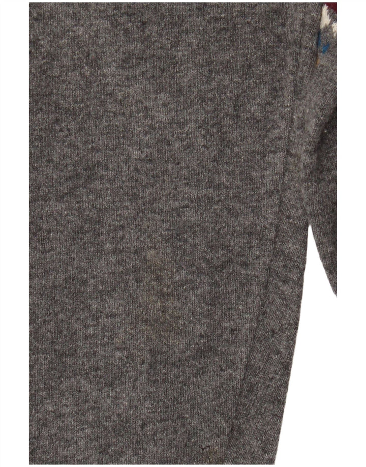 Carrera Mens V-Neck Jumper Sweater Large Grey Striped Wool