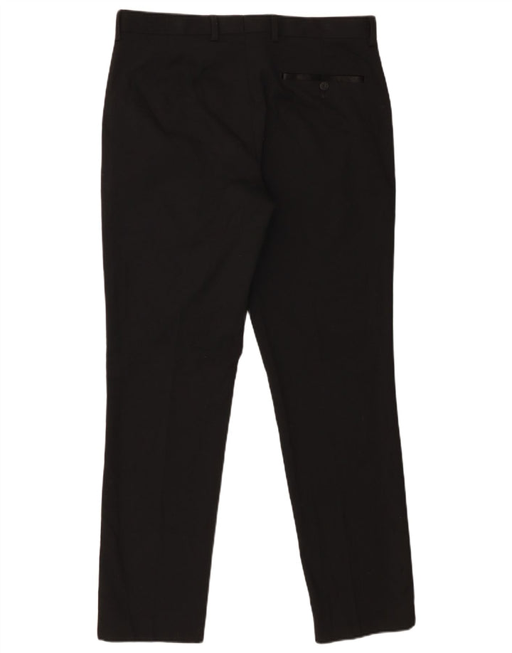Marks & Spencer Mens Slim Suit Trousers W34 L31 Black Polyester