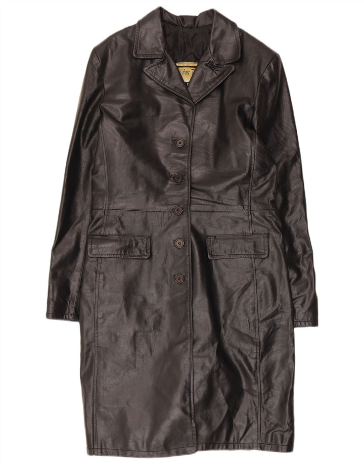 manteau en cuir femme vintage UK 18 XL Cuir Noir