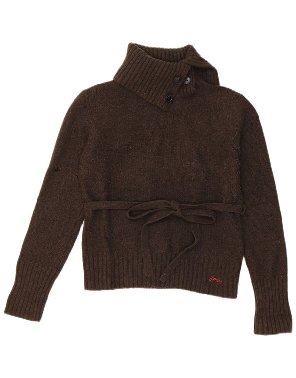 Joules Dame Crop Roll Neck Jumper Sweater UK 12 Medium Khaki Wool