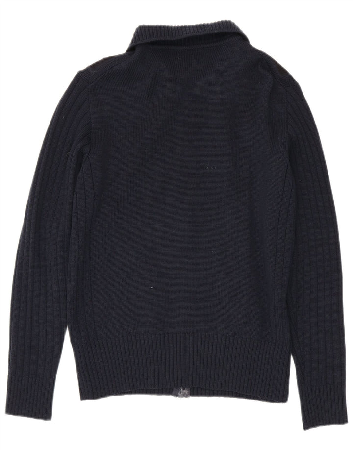 Ranger Mens Cardigan Sweater IT 50 Medium Navy Blue Colourblock Virgin Wool
