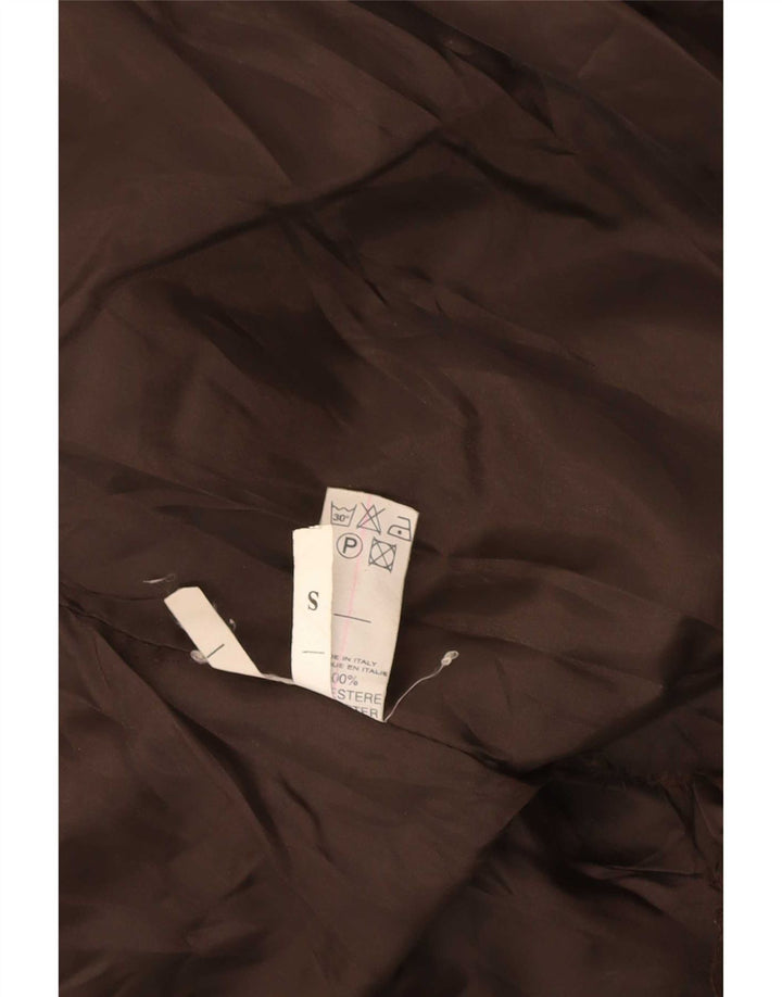 Vintage Womens Faux Fur Bomber Jacket UK 10 Small Brown Polyester