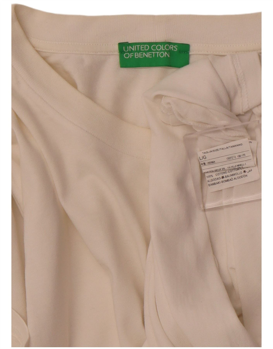 BENETTON Mens T-Shirt Top Large White Cotton