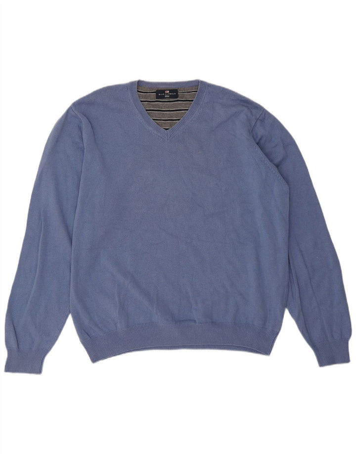 Marks & Spencer Mens Blue Harbour V-Neck Jumper Sweater XL Cotton