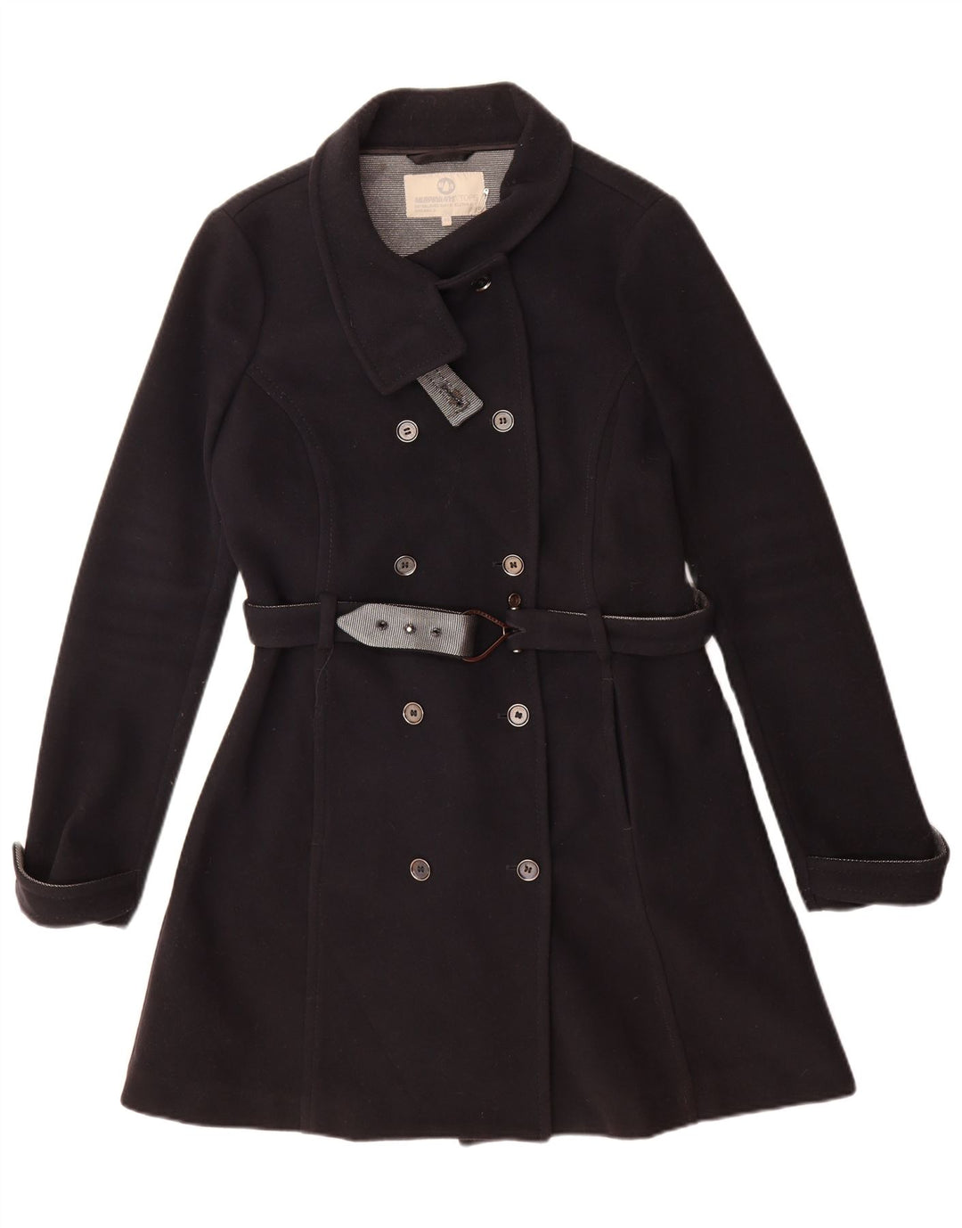 Murphy & Nye Womens Double Breasted Coat IT 46 Large Navy Blue Wool