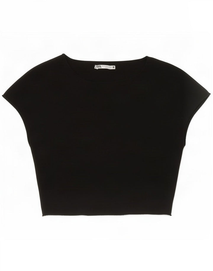 Zara női Crop felső UK 12 közepes fekete