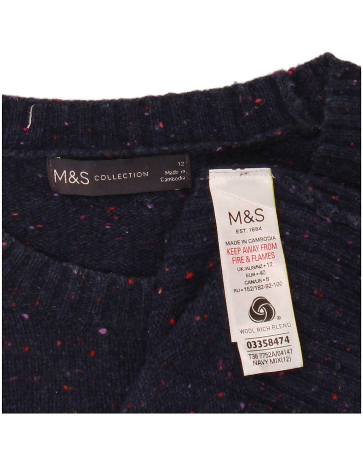 Marks & Spencer Womens Crew Neck Jumper Sweater UK 12 Medium Navy Blue