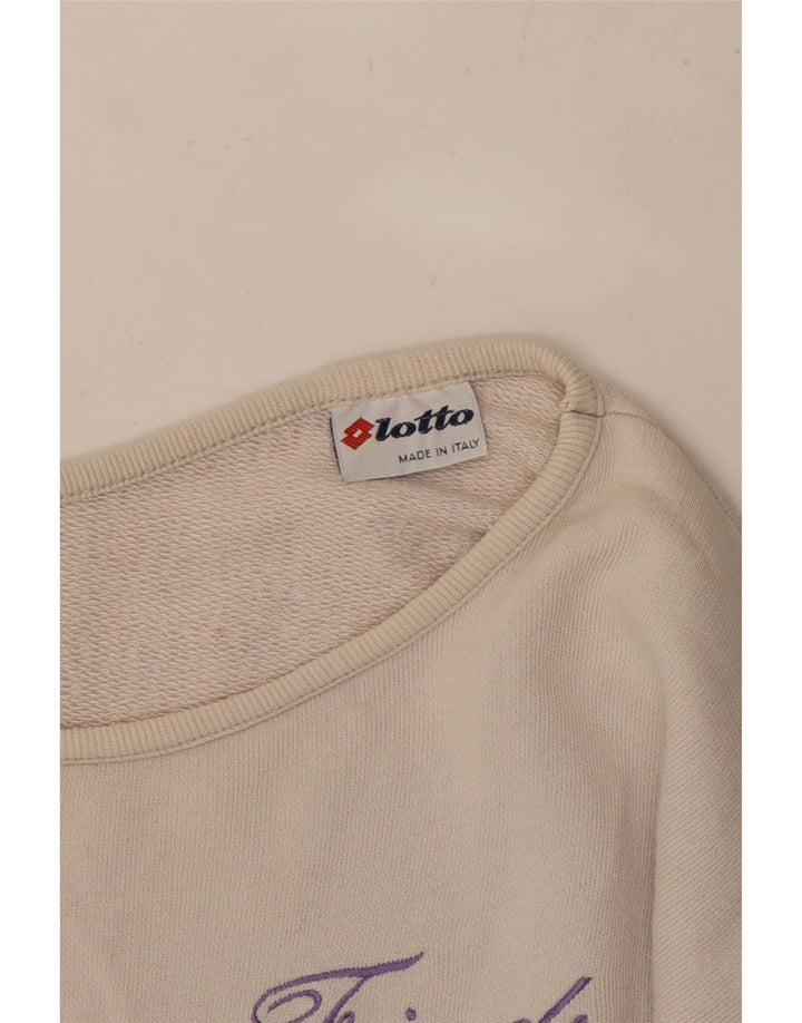 LOTTO Womens Crop Graphic Sweatshirt Jumper IT 42 Medium White
