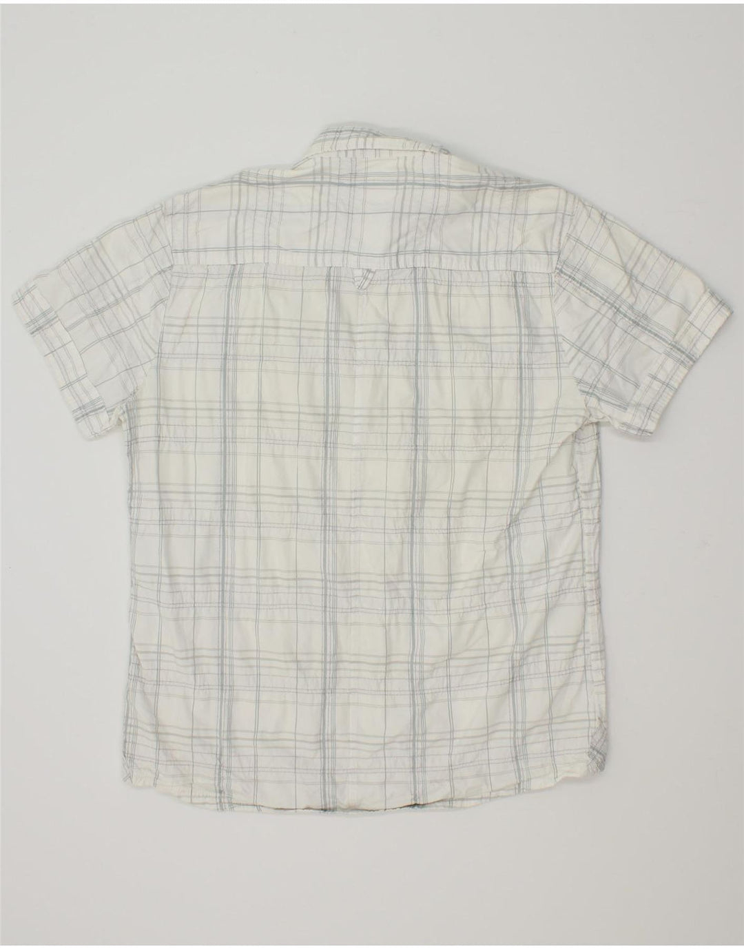 JULES Mens Fitted Short Sleeve Shirt XL White Check Cotton Vintage Jules and Second-Hand Jules from Messina Hembry 