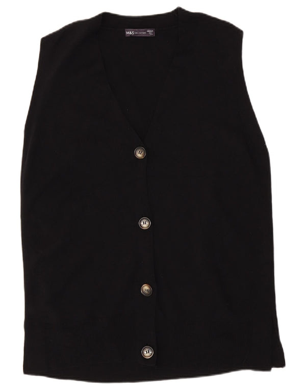 Marks & Spencer Womens Sleeveless Cardigan Sweater UK 14 Medium Black