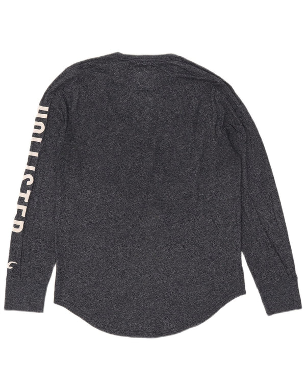 Hollister Mens Graphic Top Long Sleeve Medium Navy Blue Flecked Cotton