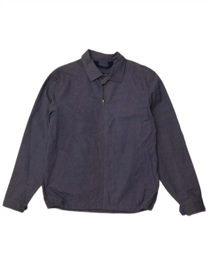 MARKS & SPENCER Mens Bomber Jacket UK 38 Medium Blue Spotted Cotton