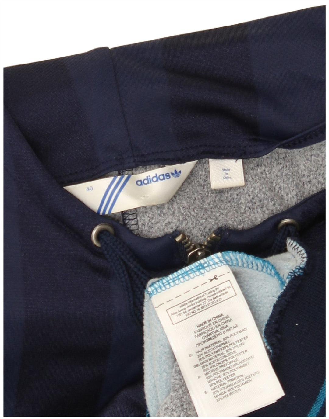 ADIDAS Womens Graphic Tracksuit Top Jacket EU 40 Medium Navy Blue