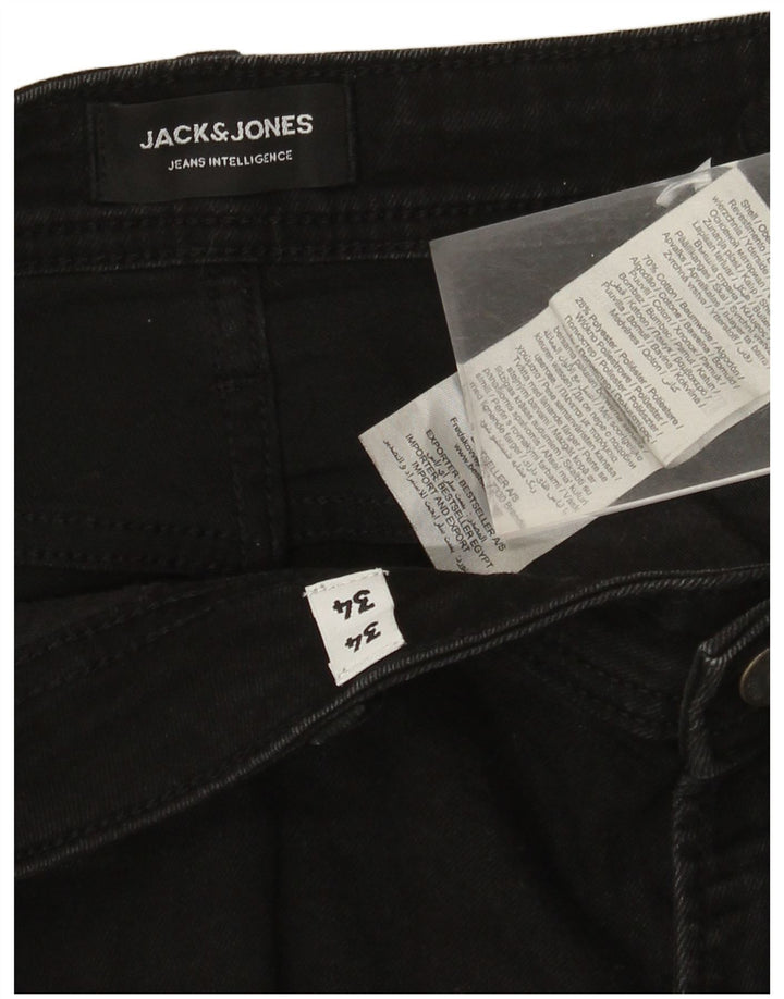 Jack & Jones Mens Straight Jeans W34 L34 Black Cotton