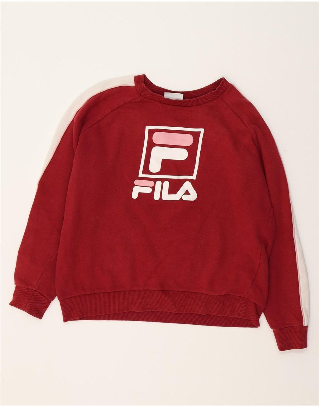 FILA Boys Sweatshirt Jumper 11-12 Years Medium Burgundy Colourblock