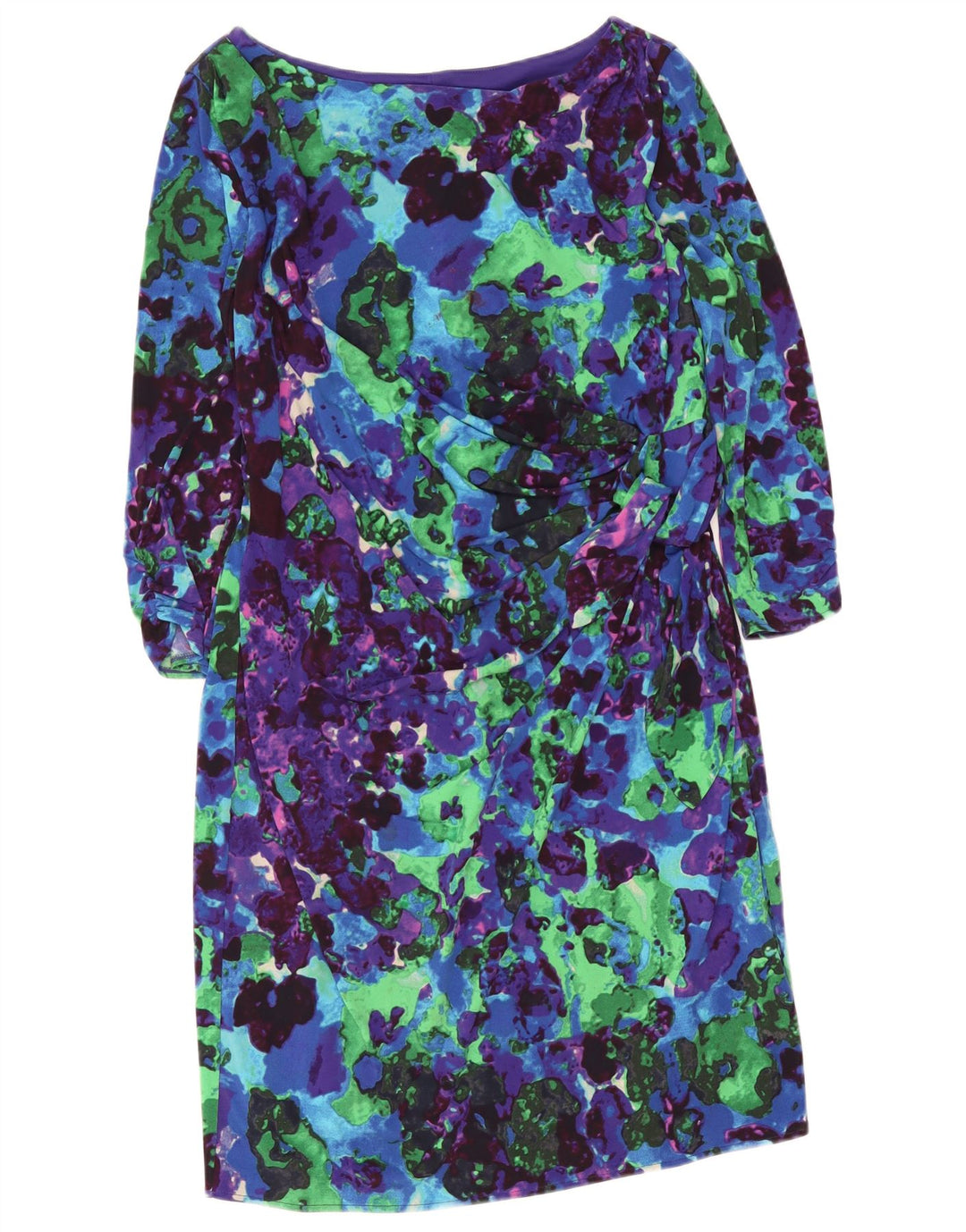 Coast Kvinders abstrakt mønster 3/4-ærmet Shift Dress UK 18 XL Blå