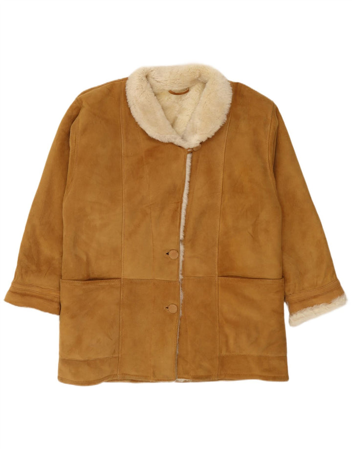 Vintage Womens Shearling Coat EU 42 Large Beige