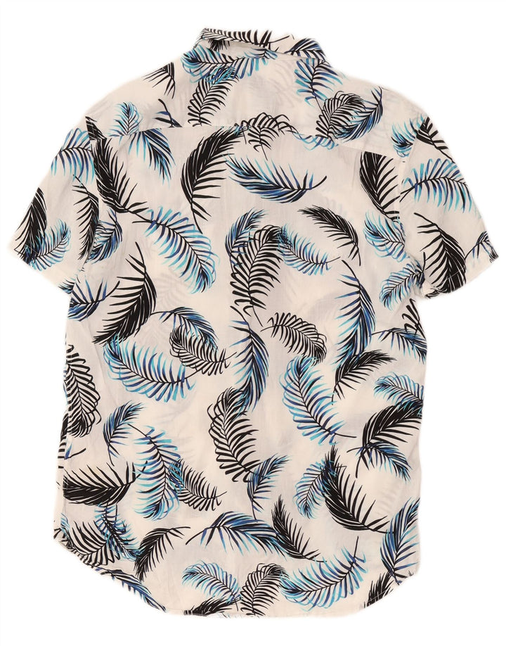 Jack Wills Mens Short Sleeve Shirt Medium White Floral Viscose