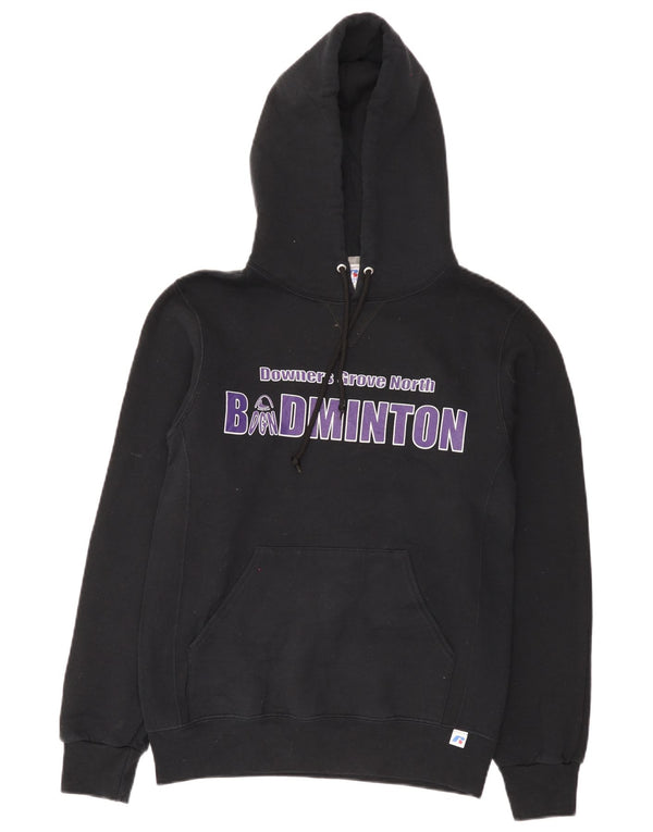 Russell Athletic Mens Graphic Hoodie Jumper Small Black Cotton