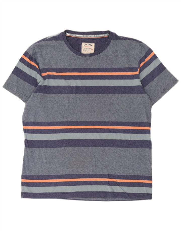 Fat Face Mens T-Shirt Top Large Blue Striped Cotton