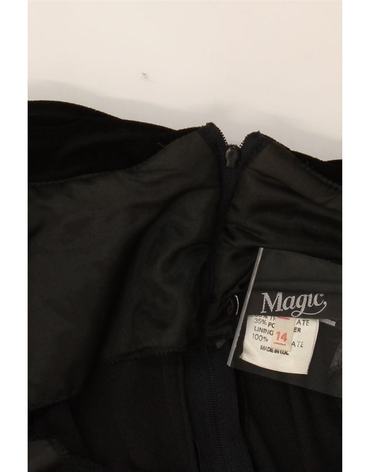 MAGIC Womens Velour Off Shoulder Dress UK 14 Medium Black Triacetate Vintage Magic and Second-Hand Magic from Messina Hembry 