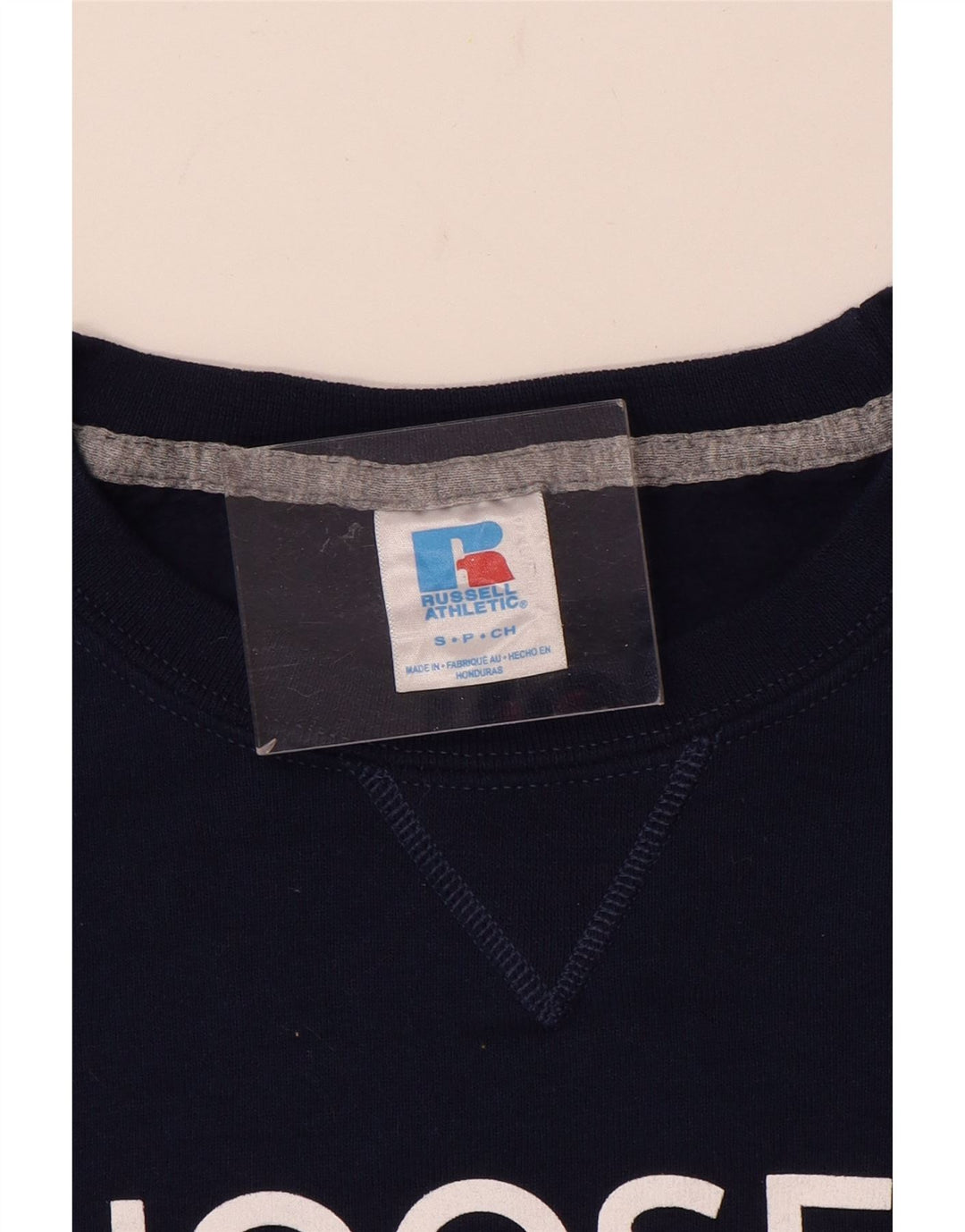 RUSSELL ATHLETIC Mens Graphic Sweatshirt Jumper Small Navy Blue Cotton
