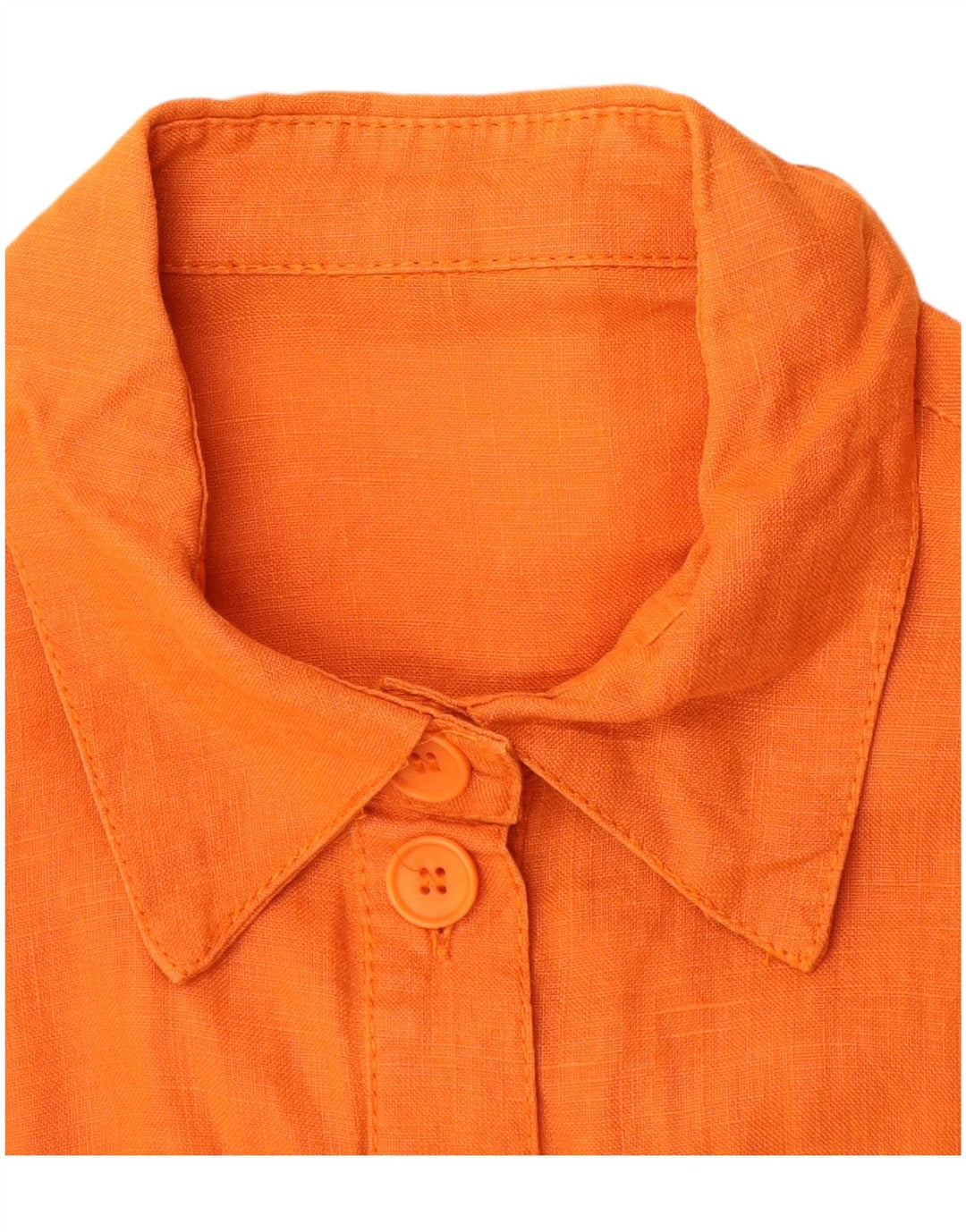 VINTAGE Womens Short Sleeve Shirt UK 12 Medium Orange Linen